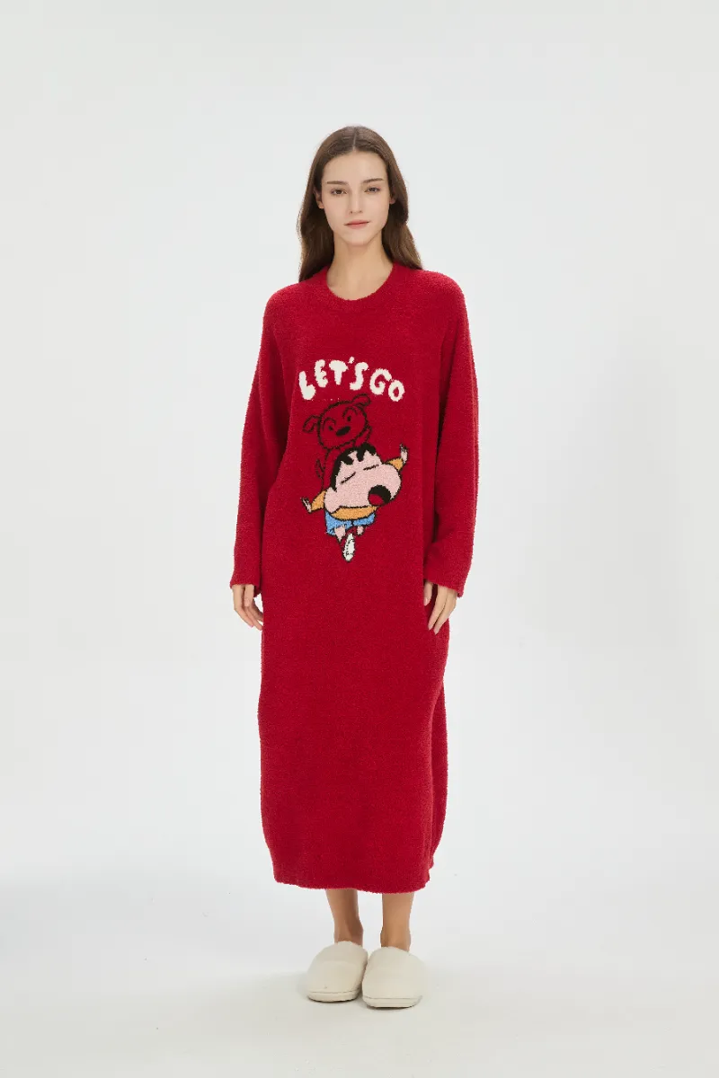 Camisola de lã macia vermelha para mulheres