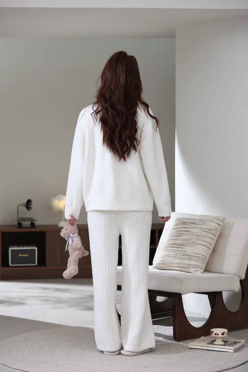 Ternos de lã macia para casa para mulheres