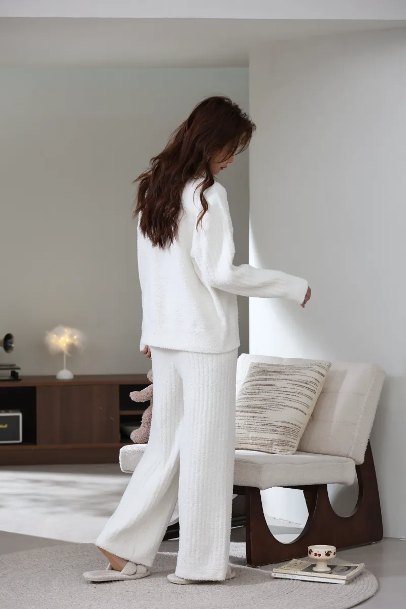 Ternos de lã macia para casa para mulheres